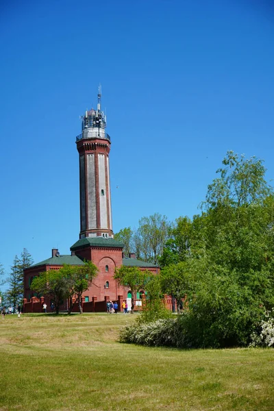 Una Hermosa Vista Vertical Del Faro Niechorze Niechorze Polonia Sobre —  Fotos de Stock