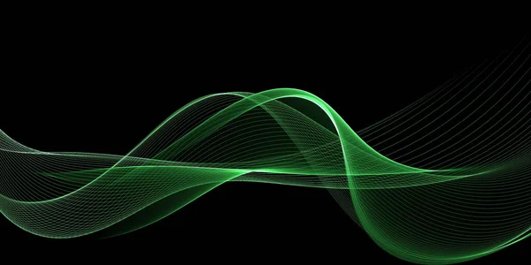 Beautiful Abstract Light green wave on black background