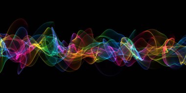 Güzel soyut dalgalı çizgiler. Renkli dinamik dalga. Müzik, parti, teknoloji ve modern konsept için tasarım ögesi