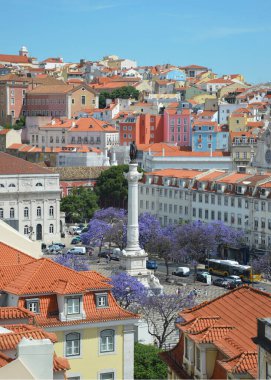 Dom Pedro Meydanı 'nın hava manzarası, Portekiz' de muhteşem manzaralar görmek için turne.