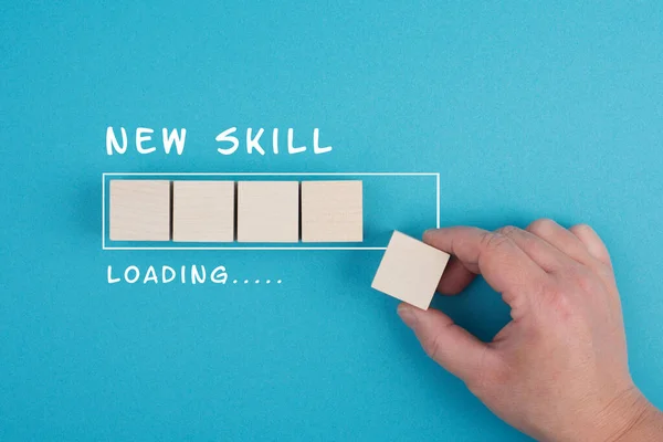 Progress Bar Words New Skill Loading Education Concept Having Goal — стоковое фото