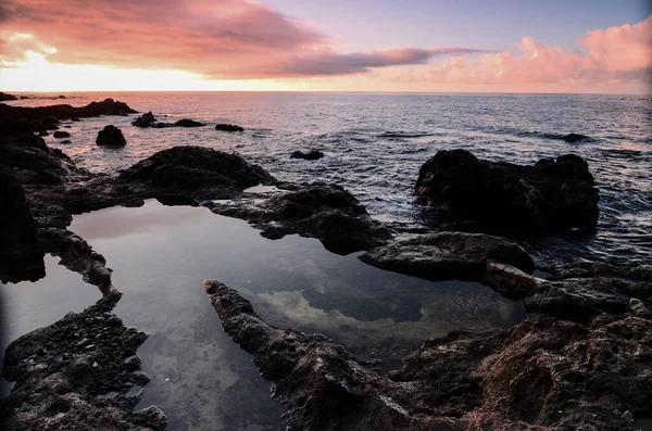 Sun Setting Atlantic Ocean Canary Island Spain — Stock Photo, Image
