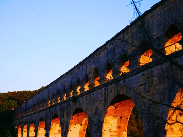 Beautiful Photo Famous Pont Gard Aqueduct Built 1St Century South — Stock Photo, Image