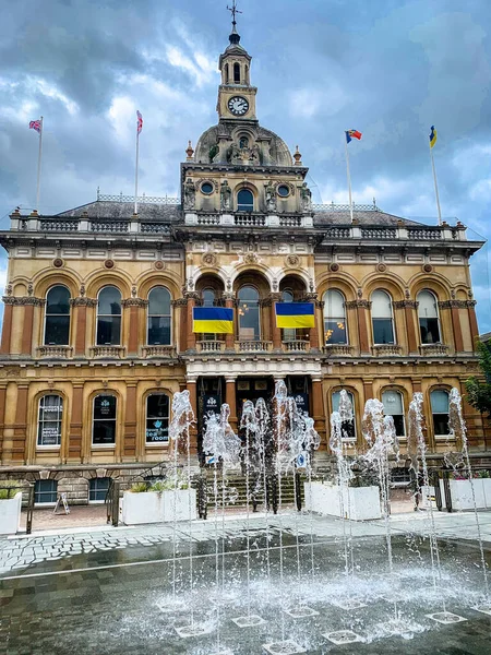 Vertical Shot Fountains Ipswich Town Hall Cornhill Ipswich Town Centre — Stock Photo, Image