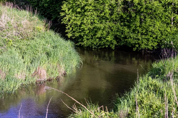 Quiet Stream Losbyelva Por Sorlihavna Lorenskog Noruega — Fotografia de Stock