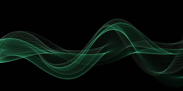 Beautiful Abstract Light green wave on black background