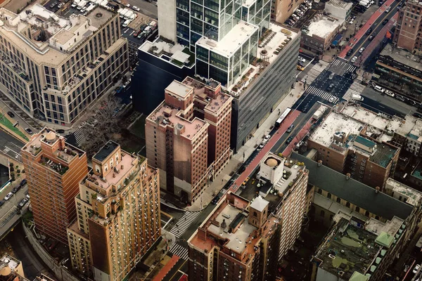 New York Abd Sisli Bir Günde Manhattan Gökdelenlerinin Hava Görüntüsü — Stok fotoğraf