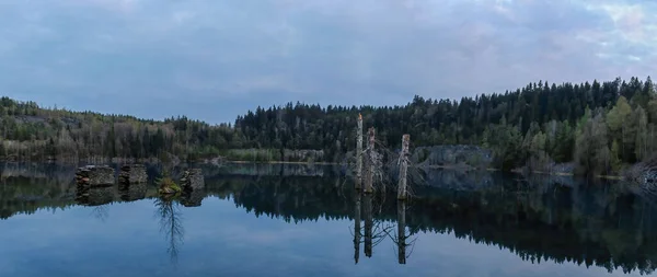 Una Vista Panoramica Bellissimo Lago Vicino Alla Foresta — Foto Stock