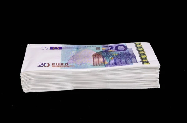 Euro Stos Banknotów Kopie Czarnym Tle — Zdjęcie stockowe