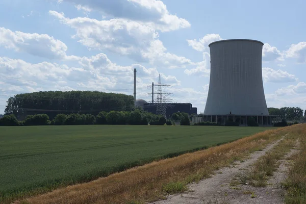 Cooling Tower Reactor Unit Biblis Nuclear Power Plant Backlight Embedded — Stock Photo, Image