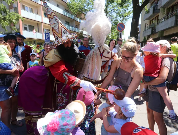 Cracow Malopolska Poland 2019 Lajkonik Festival Annual Event Tartar Rider — Stock Photo, Image