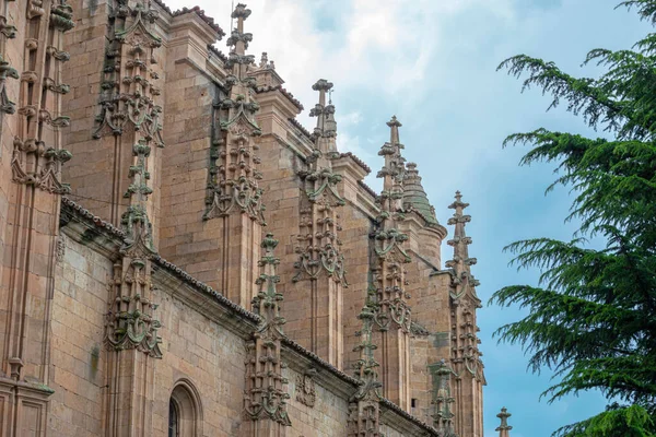 A detail of the spires of Gothic architecture in the convent of San Esteban de Salamanca, Spain