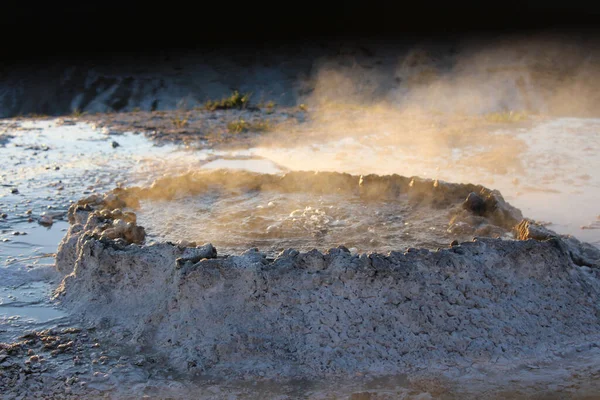 Yellowstones Natural Geyser Beautiful Steam Coming Gives Whole Effect Great — Stock Photo, Image