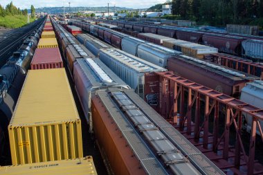 Magnolia 'daki yük treni tersanesi düz çizgiler oluşturuyor..