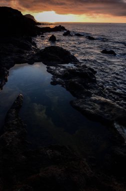 Tenerife Kanarya Adası İspanya 'da Atlantik Okyanusunda Güneş Batıyor