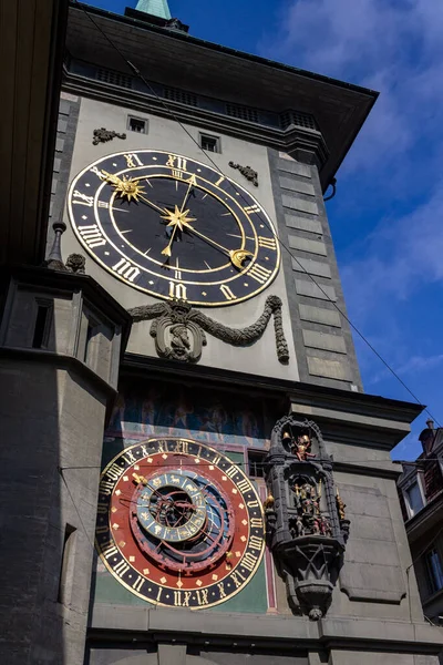 A vertical shot of Zytglogge mechanical clock tower in Bern