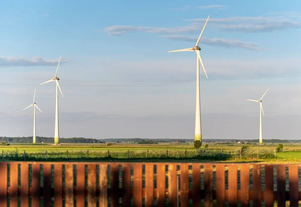 Rows Big Wind Turbines Generating Electricity Wind Power Station — Stock Photo, Image