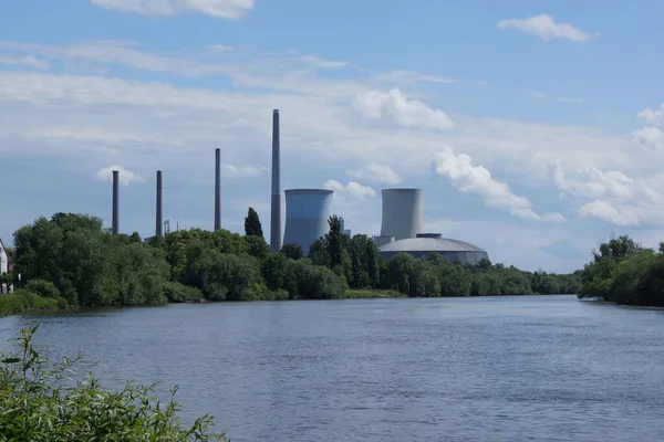 Almanya Nın Hanau Kenti Yakınlarındaki Grosskrotzenburg Staudinger Kömür Yakıtlı Elektrik — Stok fotoğraf