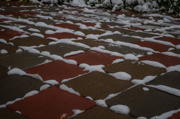 Patio Piedra Cubierto Nieve — Foto de Stock