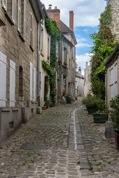 Senlis Fransa Nın Ortaçağ Şehri Tipik Antik Evleri Olan Cadde — Stok fotoğraf