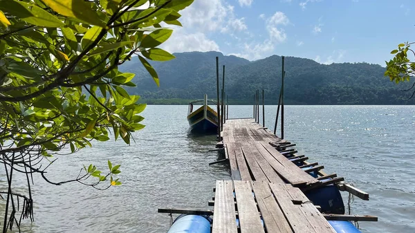 Beautiful View Boat Neara Wooden Dock Langkawi Island Malaysia — Stock Photo, Image