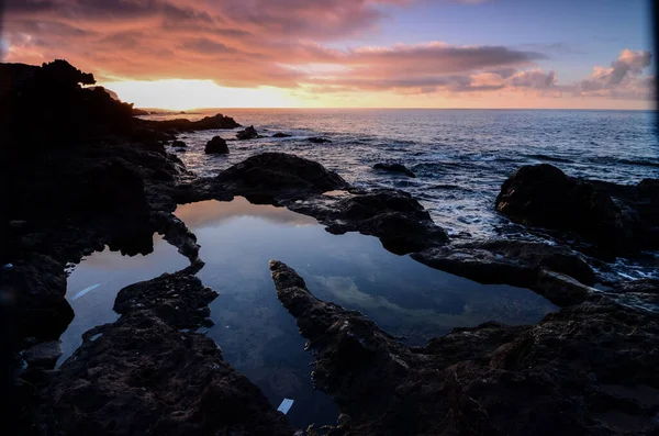 Закат Солнца Атлантическом Океане Канарском Острове Испания — стоковое фото