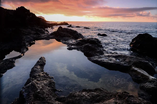 Sun Setting Atlantic Ocean Canary Island Spain — Stock Photo, Image