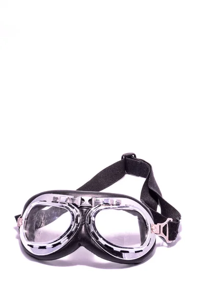 Lunettes Sport Vintage Rétro Noir Pour Moto Sur Fond Noir — Photo