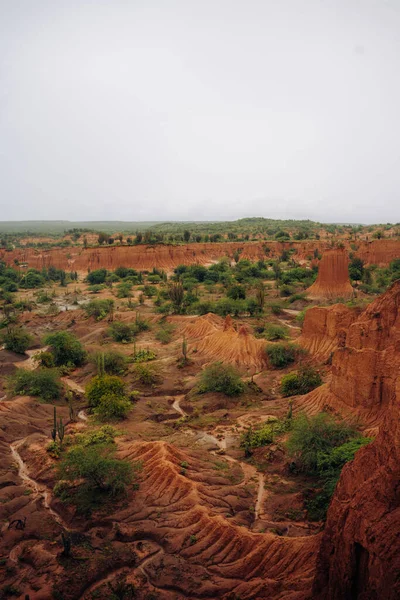 Colpo Verticale Delle Formazioni Rocciose Nel Deserto Tatacoa Colombia — Foto Stock