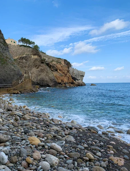 Ein Atemberaubender Blick Vom Strand Cala Banyalbufar Auf Den Balearen — Stockfoto