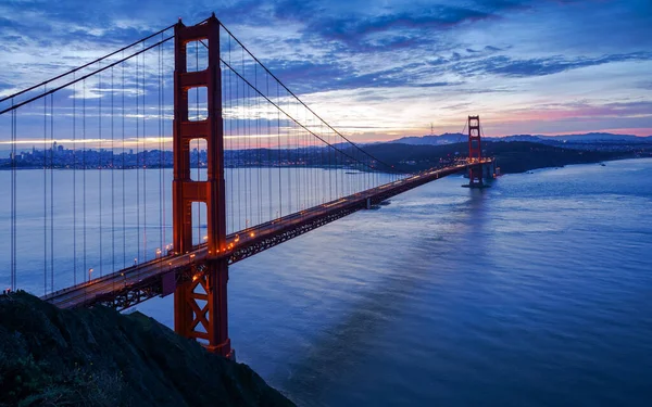 Podul Golden Gate Timpul Apus Soare San Francisco California Statele — Fotografie, imagine de stoc