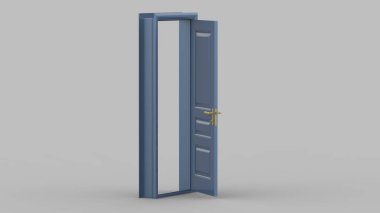 Arkaplanda açık, kapalı kapının yaratıcı çizimi, girişi gerçekçi kılacak 3D resimli kapı arkaplanı izole edilmiş