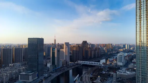 Una Splendida Vista Edifici Moderni Nel Tianjin Comune Cina — Foto Stock