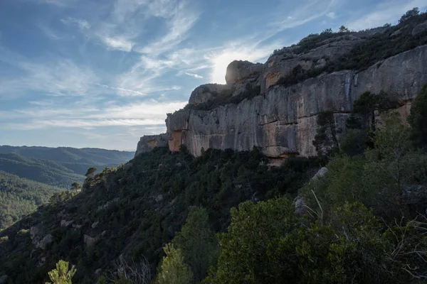 Beautiful View Rocks Trees Sunny Day Margalef Spain — Stock Photo, Image