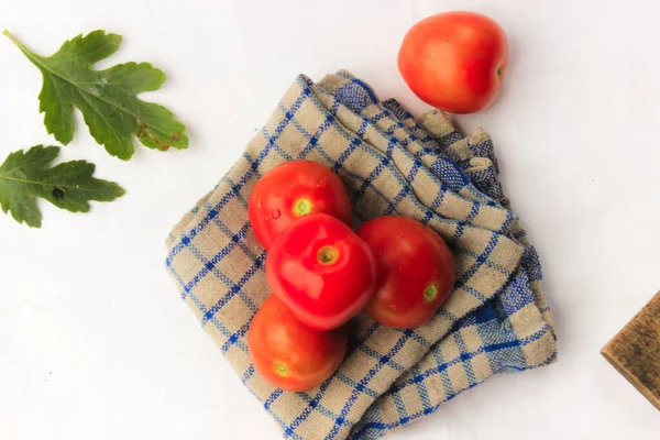Fresh Red Tomatoes Preparation Cooking Top View — Stock Photo, Image
