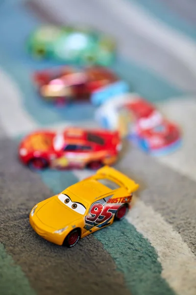 Vertical Selective Focus Shot Mattel Cruz Ramirez Toy Car Disney — Stock Photo, Image