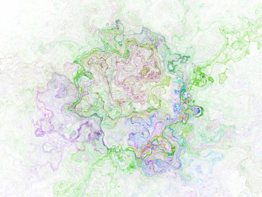 Soyut arkaplan illüstrasyonuna bir göz atın, modern hipster fraktal alev grafiği. Renkli sürreal poster, afiş