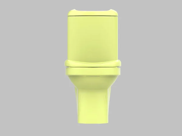 Vykreslení Žlutého Záchodového Prkýnka Izolovaný Porcelán — Stock fotografie