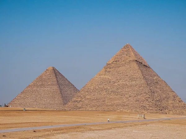 Una Vista Esterna Della Piramide Cheope Egitto Contro Cielo Limpido — Foto Stock