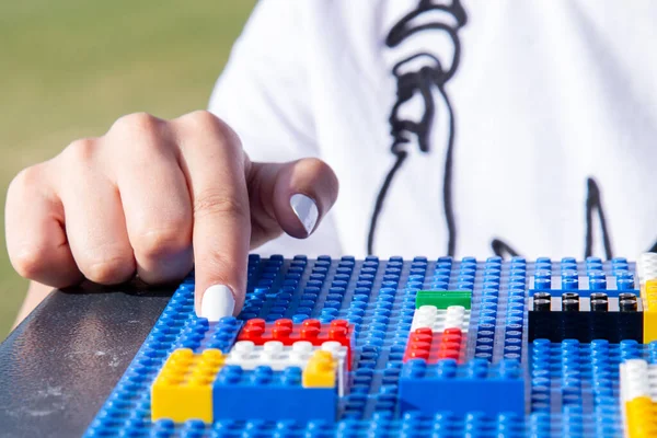 Primo Piano Della Costruzione Del Conteggio Dei Blocchi Giocattolo — Foto Stock