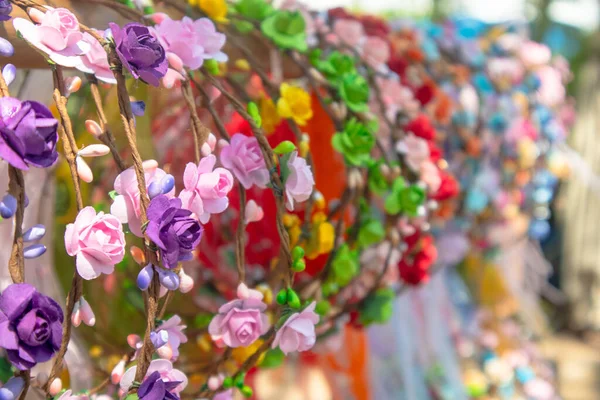 Foco Poco Profundo Coloridas Flores Rosas Artificiales —  Fotos de Stock