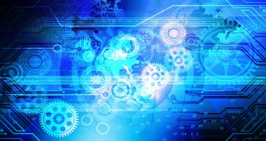 Soyut fütüristik çarklar teknoloji arka plan kavramı. Koyu mavi arkaplan üzerinde hareket deseni ve hareket bulanıklığı.