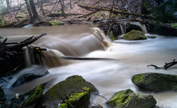 Uma Cachoeira Bosques Rochosos — Fotografia de Stock