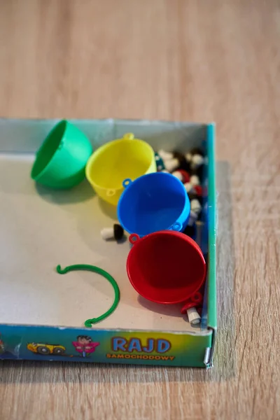 Closeup Shot Polish Mushroom Board Game Kids Wooden Surface Blurred — Stock Photo, Image