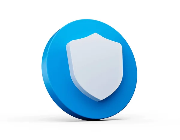 Representación Escudo Protección Azul Aislado Sobre Fondo Blanco — Foto de Stock