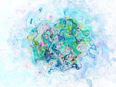 Soyut arkaplan illüstrasyonuna bir göz atın, modern hipster fraktal alev grafiği. Renkli sürreal poster, afiş