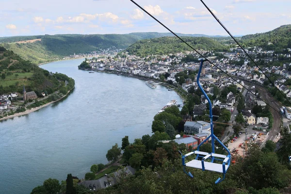 Kabelbil Längs Floden Rhen Intill Rhen Kurvan Boppard Tyskland — Stockfoto