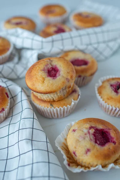 Beau Coup Muffins Vanille Framboise Maison — Photo