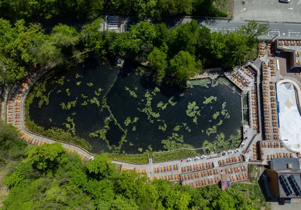 Aerial Landscape Black Lake Sovata Resort Romania Top View Summer — Stock Photo, Image