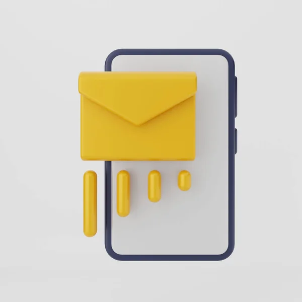 灰色の背景にスマートフォン上の電子メールアイコンのイラスト — ストック写真